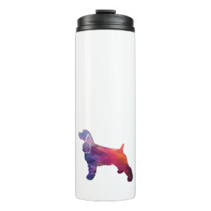 Cocker Spaniel Dog Silhouette Geometric Pattern Pu Thermal Tumbler