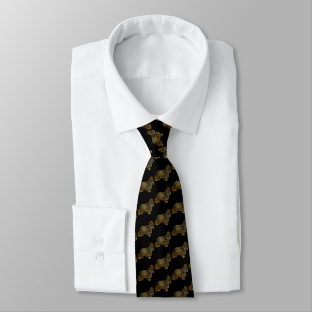 Cocker Spaniel Dog Silhouette Halloween Black Neck Tie (Tied)