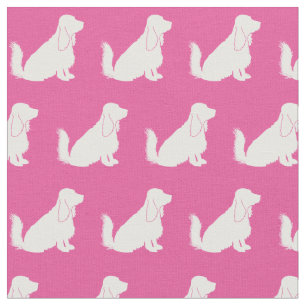 Cocker Spaniel Dog Silhouette Pet Pink Fabric