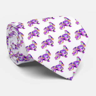 Cocker Spaniel Dog Silhouette Purple White Neck Tie