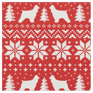 Cocker Spaniel Dog Silhouettes Christmas Holiday Fabric