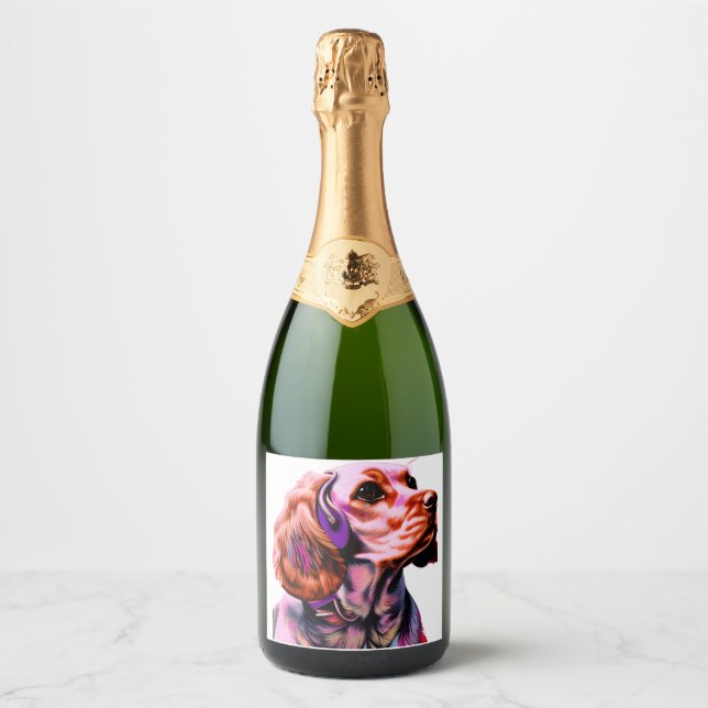Cocker Spaniel Dog  Sparkling Wine Label (Front)