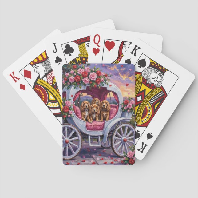 Cocker Spaniel Dog Valentine's Day  Playing Cards (Back)