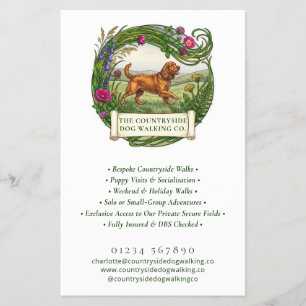 Cocker Spaniel Dog Walker Custom Flyer - Rural