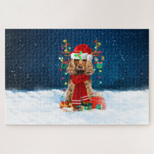 Cocker Spaniel dog with Christmas gifts Jigsaw Puzzle