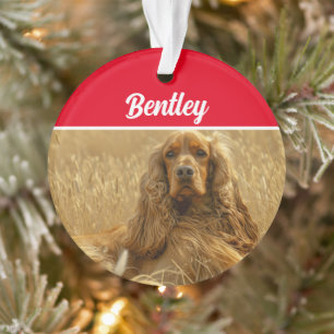 Cocker Spaniel Dog with Name and Photo Christmas Ornament