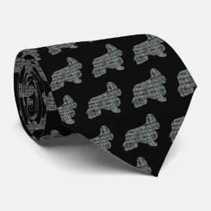 Cocker Spaniel Dog Yellow & Black Grid Black Tie
