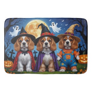 Cocker Spaniel Dogs Pumpkin Halloween Funny Bath Mat