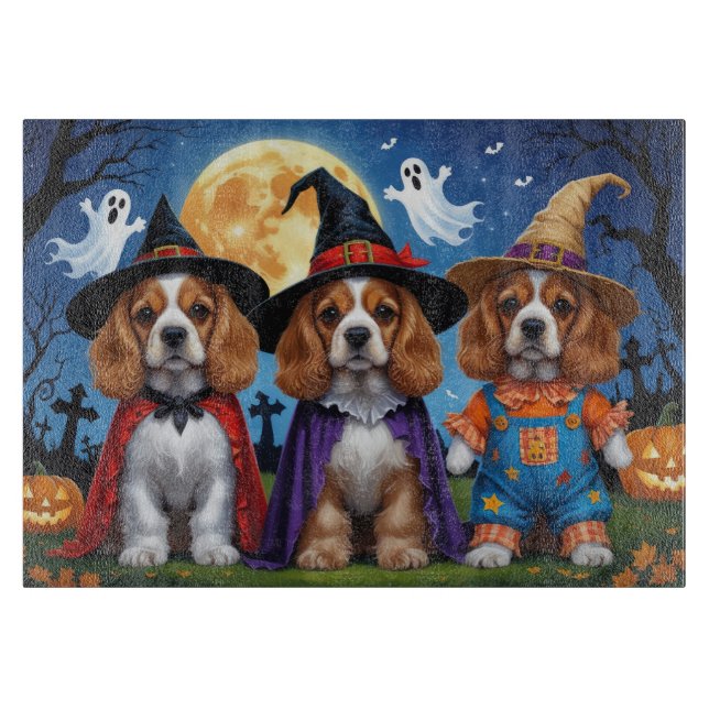 Cocker Spaniel Dogs Pumpkin Halloween Funny Cutting Board (Front)