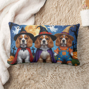 Cocker Spaniel Dogs Pumpkin Halloween Funny Lumbar Cushion