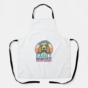 Cocker Spaniel Easily Distracted Vintage Dog Shirt Apron
