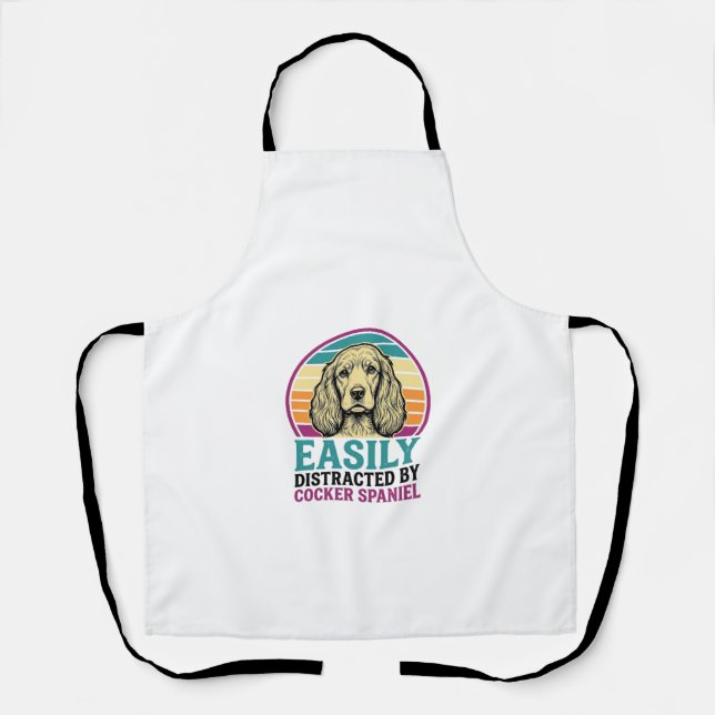 Cocker Spaniel Easily Distracted Vintage Dog Shirt Apron (Front)