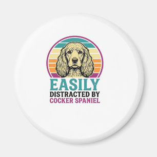 Cocker Spaniel Easily Distracted Vintage Dog Shirt Magnet