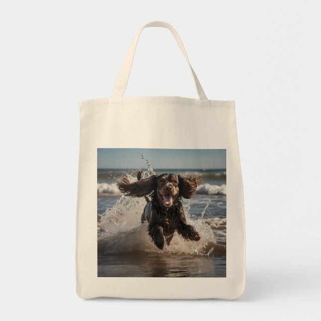 Cocker Spaniel Elegant Grocery Tote Bag (Front)