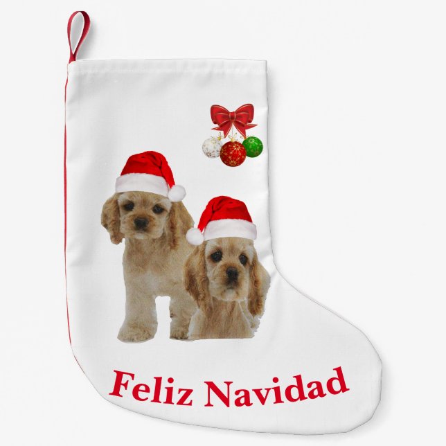 Cocker spaniel Feliz Navidad Christmas Stocking (Front)