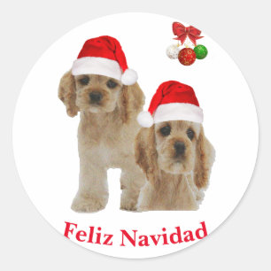 Cocker spaniel Feliz Navidad  Classic Round Sticker
