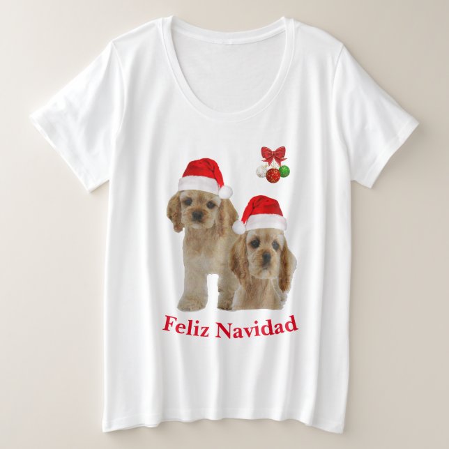 Cocker spaniel Feliz Navidad Plus Size T-Shirt (Design Front)