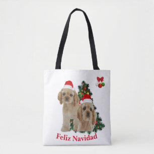 Cocker spaniel Feliz Navidad Tote Bag