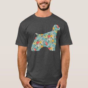 Cocker Spaniel Flower Silhouette Floral Dog  T-Shirt