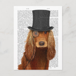 Cocker Spaniel, Formal Hound and Hat Postcard