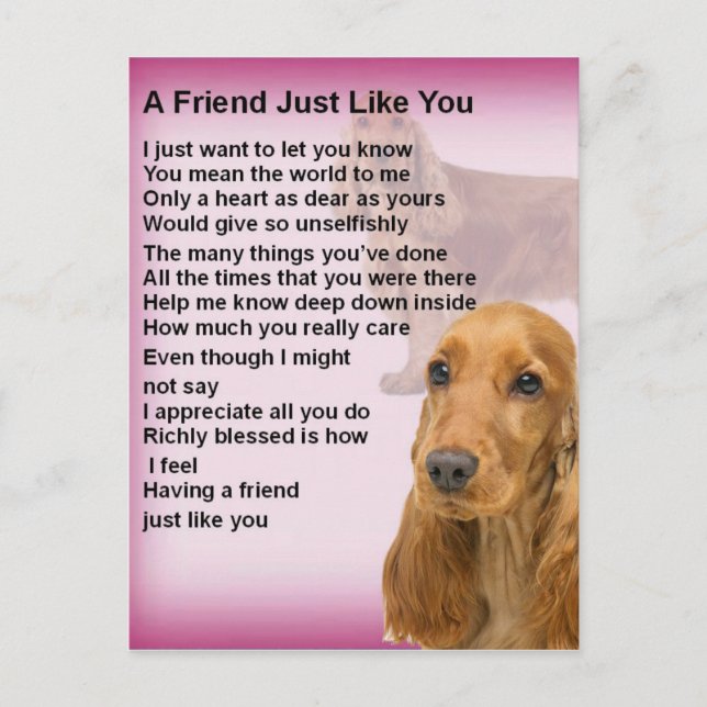 Cocker Spaniel - Friend Poem Postcard (Front)