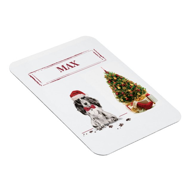 Cocker Spaniel Funny Christmas Dog with Tree Magnet (Right Side)