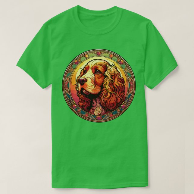 Cocker Spaniel Graphic Art Nouveau Design T-Shirt (Design Front)