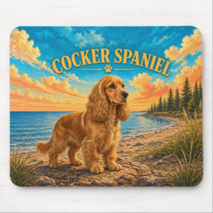 Cocker Spaniel, Great Lakes Vintage Watercolor Mouse Pad