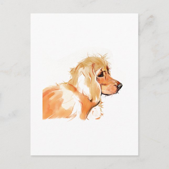 Cocker Spaniel Greeting Card, Watercolor  Postcard (Front)