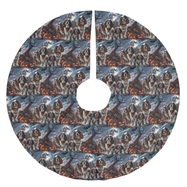 Cocker Spaniel Halloween Spooky Brushed Polyester Tree Skirt (Front)