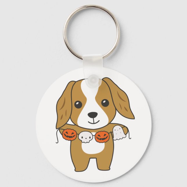 Cocker Spaniel Happy Halloween Dog Costume Keychai Key Ring (Front)