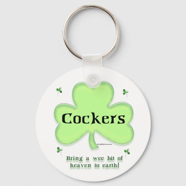 Cocker Spaniel Heaven; St. Patrick's day Cocker  Key Ring (Front)