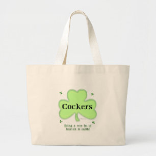 Cocker Spaniel Heaven; St. Patrick's day Cocker  Large Tote Bag
