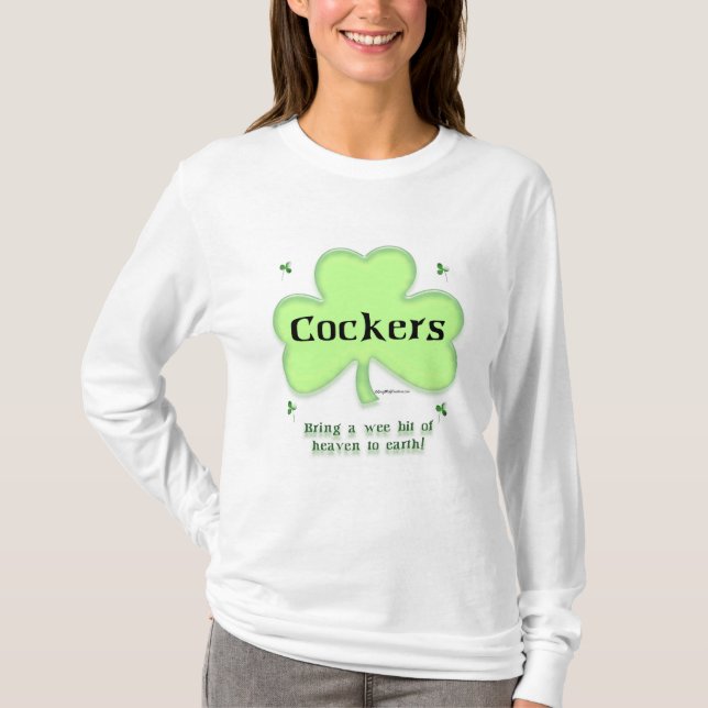 Cocker Spaniel Heaven; St. Patrick's day Cocker  T-Shirt (Front)
