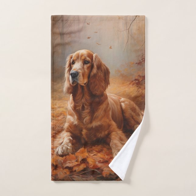 Cocker Spaniel in Autumn Leaves Fall Inspire Bath Towel Set (Hand Towel)