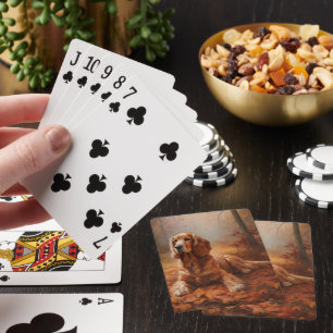 Cocker Spaniel in Autumn Leaves Fall Inspire Playing Cards