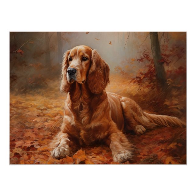 Cocker Spaniel in Autumn Leaves Fall Inspire Poster (Front)