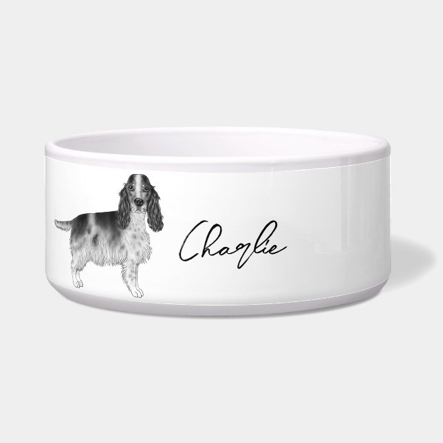 Cocker Spaniel In Black And White & Custom Name (Front)