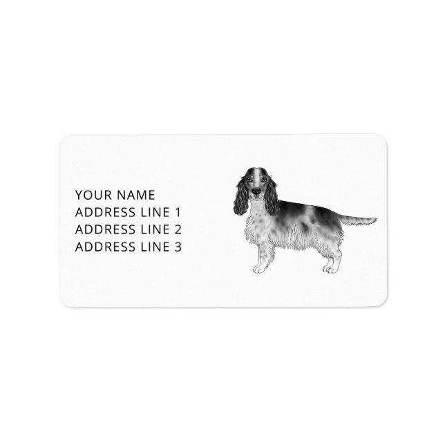 Cocker Spaniel In Black And White & Custom Text Label (Front)