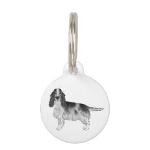 Cocker Spaniel In Black And White & Custom Text Pet Tag