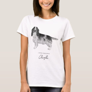 Cocker Spaniel In Black & White With Custom Text T-Shirt