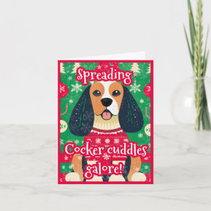 Cocker Spaniel in Ugly Christmas Sweater Christmas Holiday Card