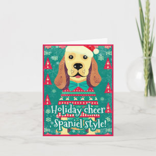 Cocker Spaniel in Ugly Christmas Sweater Merry Fun Holiday Card