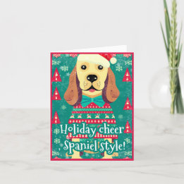 Cocker Spaniel in Ugly Christmas Sweater Merry Fun Holiday Card