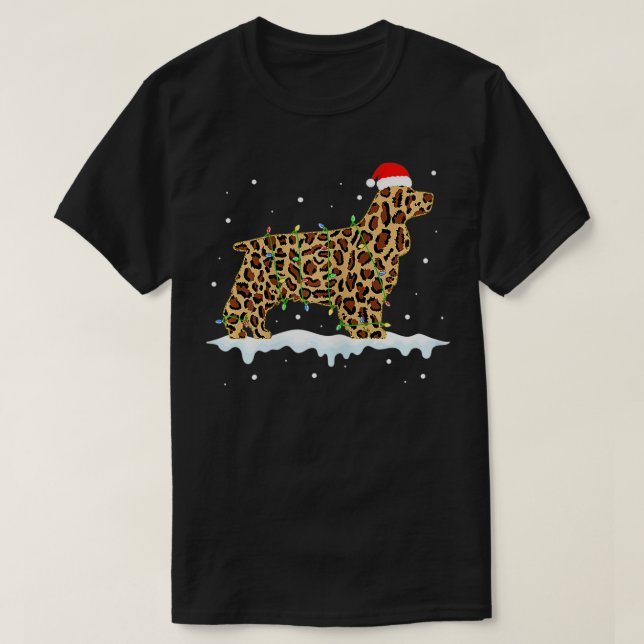 Cocker Spaniel Leopard Dog Lights Christmas Matchi T-Shirt (Design Front)