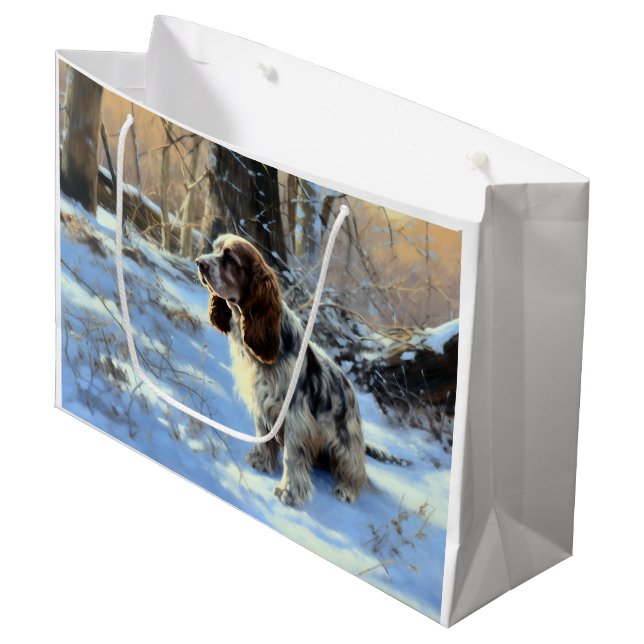 Cocker Spaniel Let It Snow Christmas  Large Gift Bag (Front Angled)
