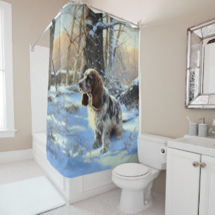 Cocker Spaniel Let It Snow Christmas Shower Curtain