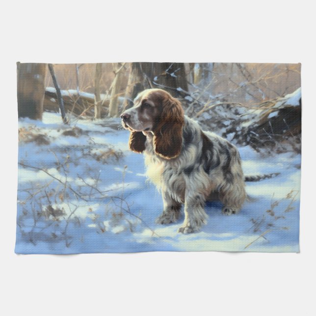 Cocker Spaniel Let It Snow Christmas  Tea Towel (Horizontal)