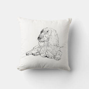 Cocker Spaniel Line Drawing Art Dog  Cushion