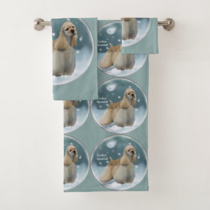Cocker Spaniel Lovers Christmas Bath Towel Set